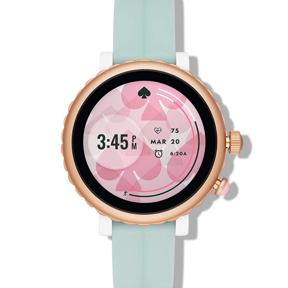 kate spade Scallop Smartwatch in Pink and Mint with Rose Gold Case